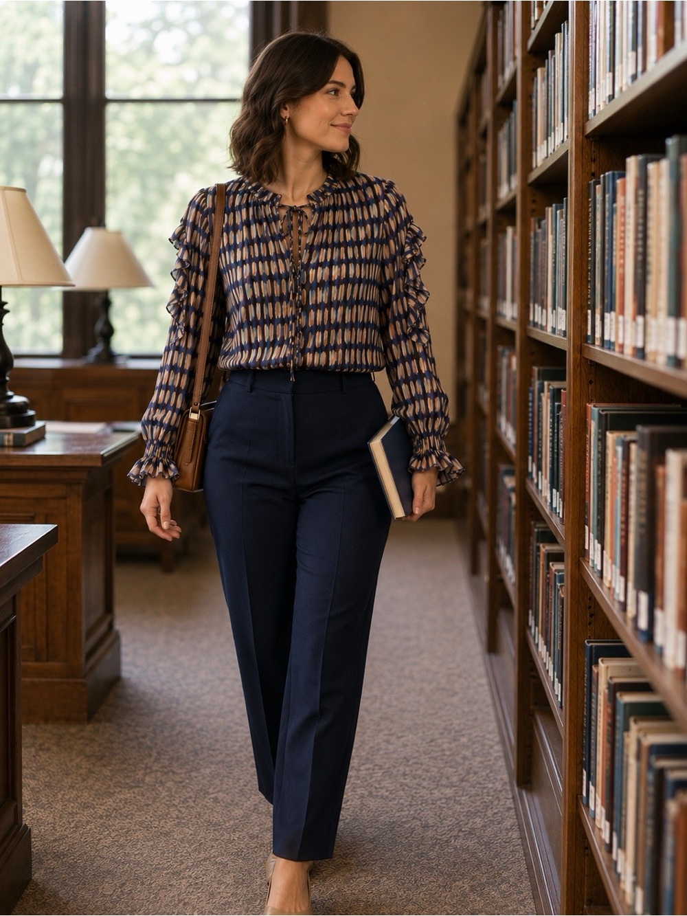 Lost + Wander Multicolor Printed Tie-Neck Blouse